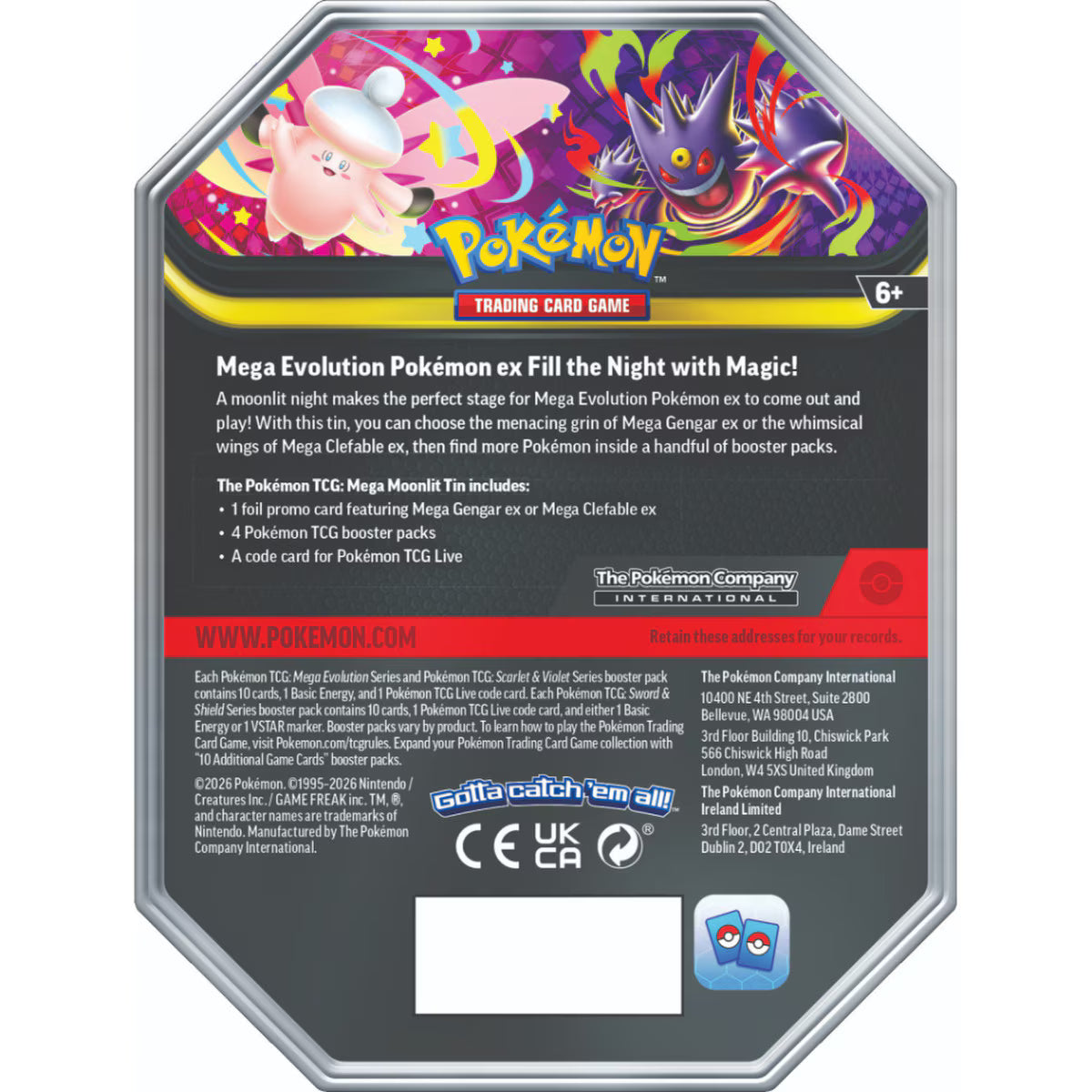 Pokémon Mega Gengar Mega Moonlit ex Tin