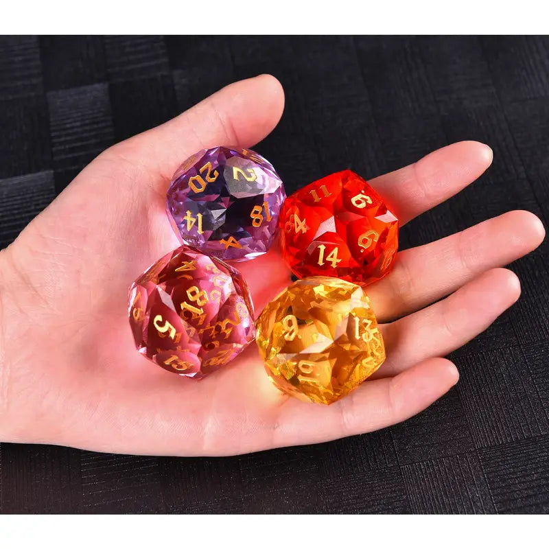 D&D -  Glass Gem Dice - Large D20 - Topaz Yellow