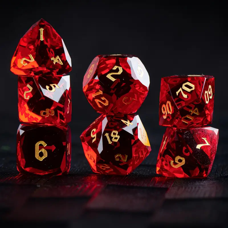 D&D -  Glass Gem Dice - Ruby Red