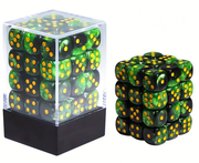 36pc Small D6 dice set and container - Green/Black - WZRD TCG
