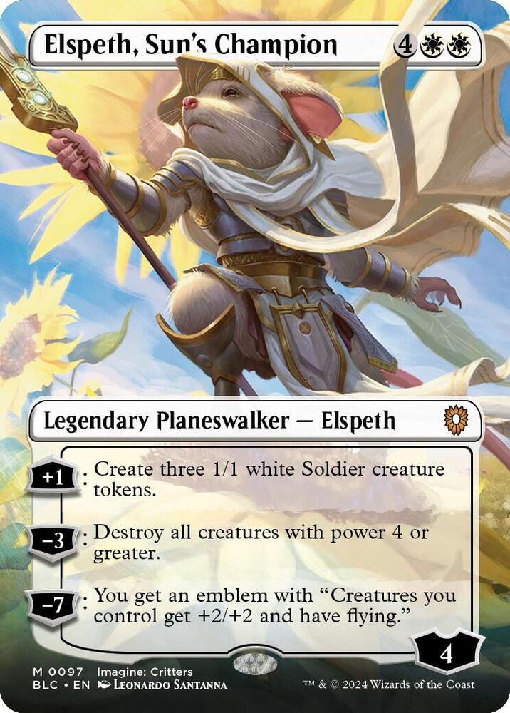 Elspeth, Sun's Champion (Borderless), BLC, 97, NM, Foil