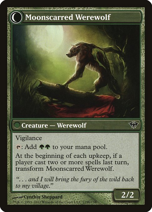 Scorned Villager // Moonscarred Werewolf back