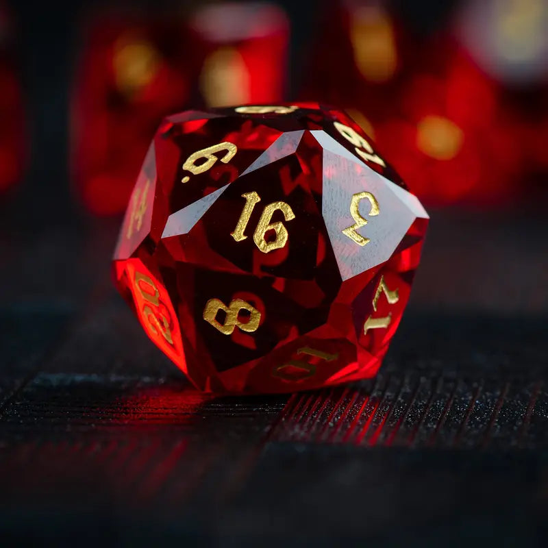 D&D -  Glass Gem Dice - Ruby Red