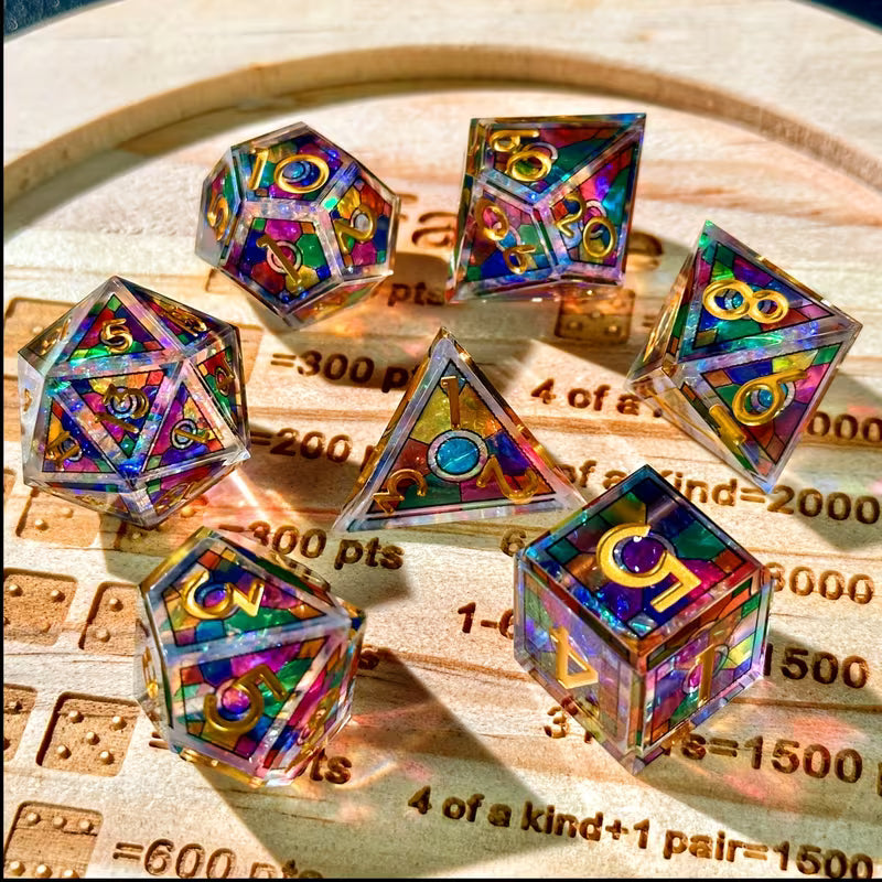7pcs Resin Dice Set- Stained Glass