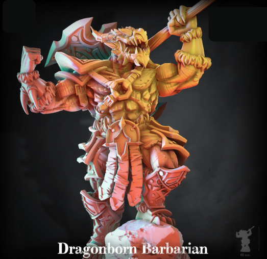 Printed Miniature - Dragonborn Barbarian