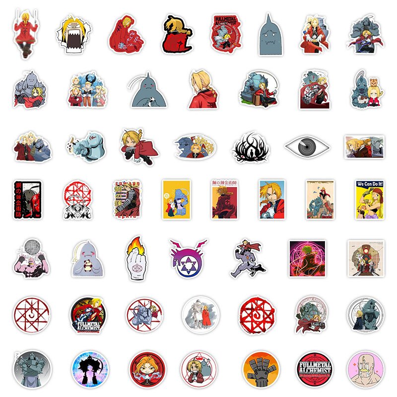 50pcs Fullmetal Alchemist anime waterproof stickers set