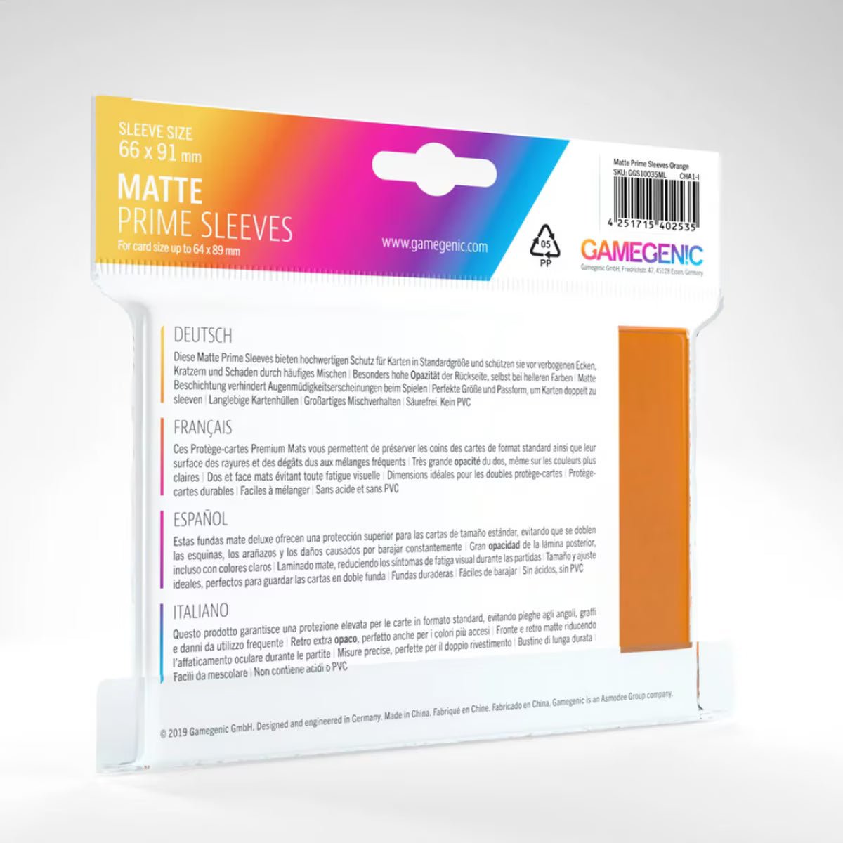 GameGenic - Matte Prime Sleeves: Orange (100)