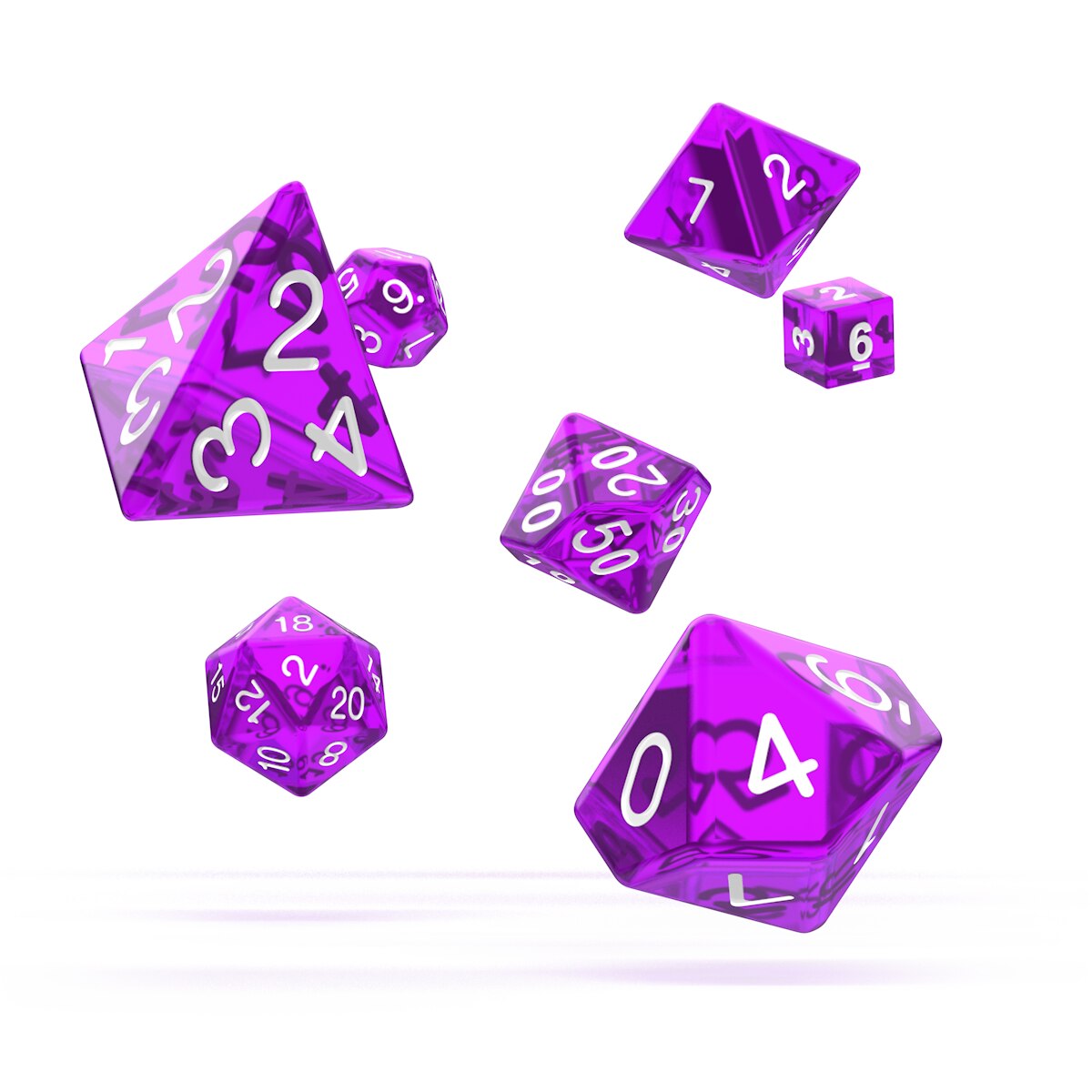 oakie doakie DICE RPG Set Translucent: Purple