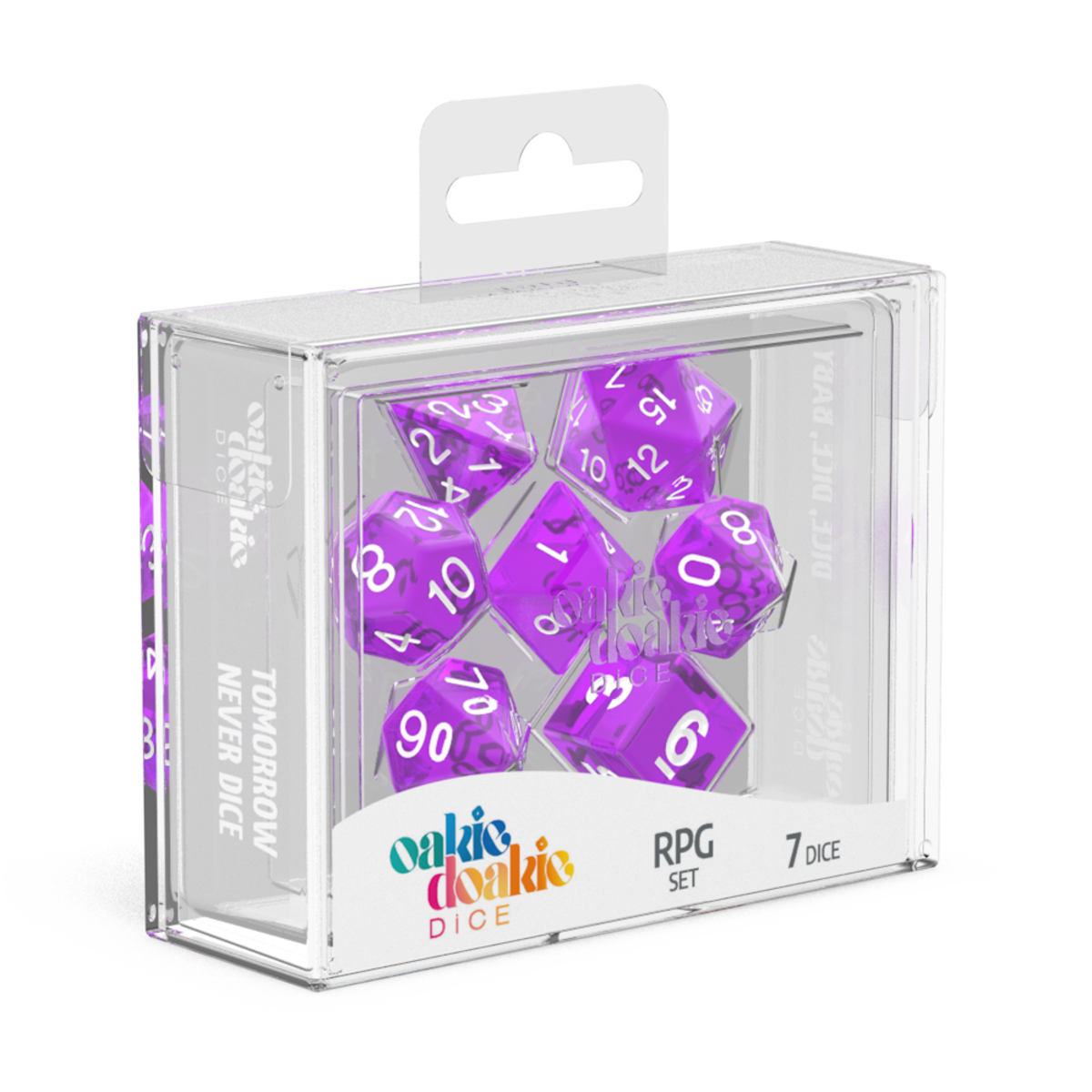 oakie doakie DICE RPG Set Translucent: Purple
