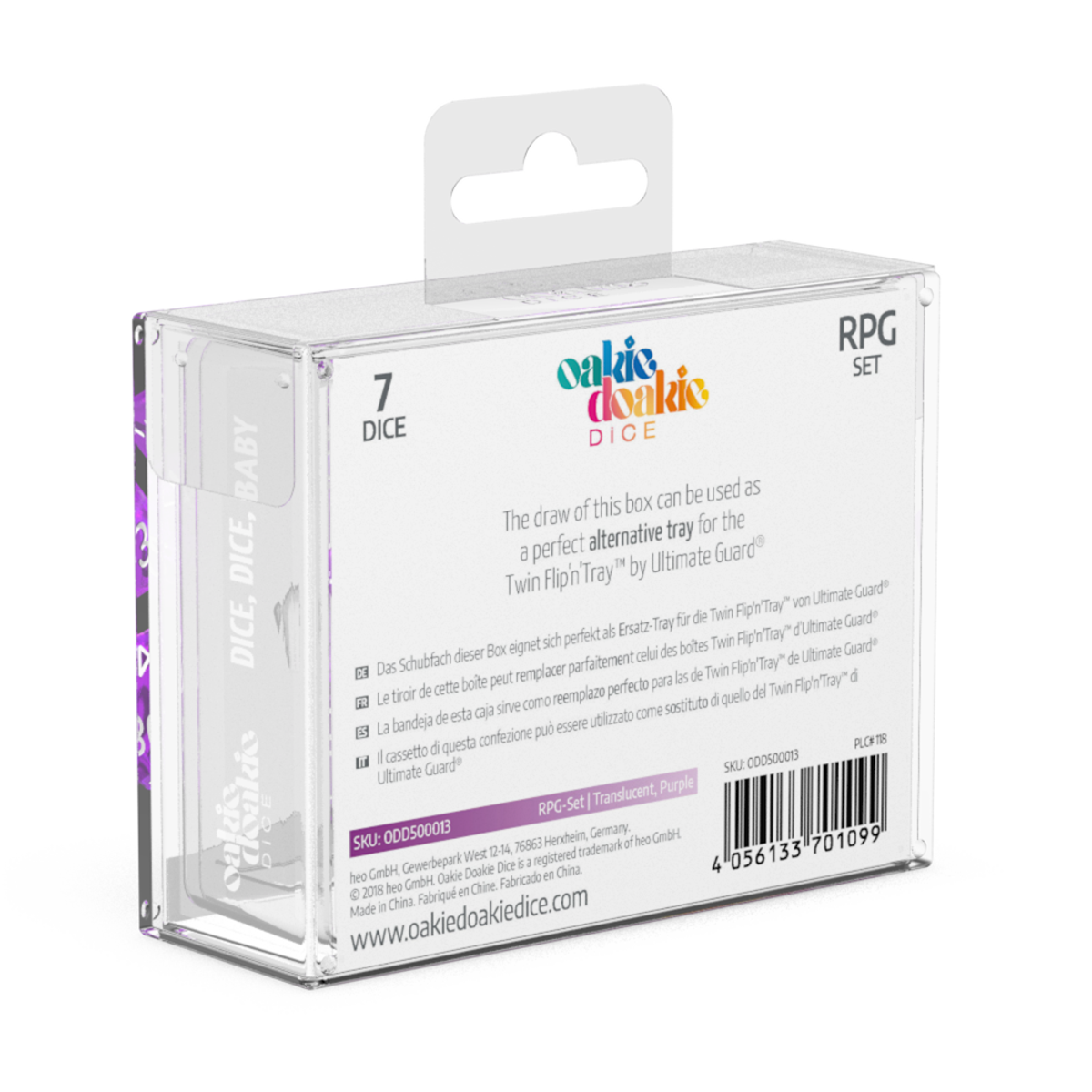 oakie doakie DICE RPG Set Translucent: Purple