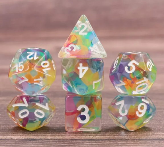 Rainbow Ribbon Dice Set