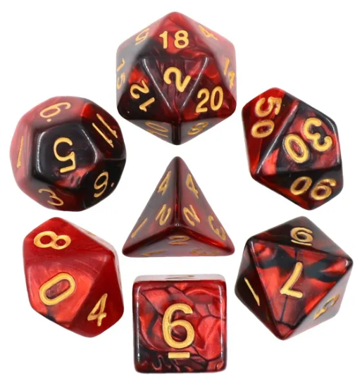 Black + Pearl Red Blend Dice Set