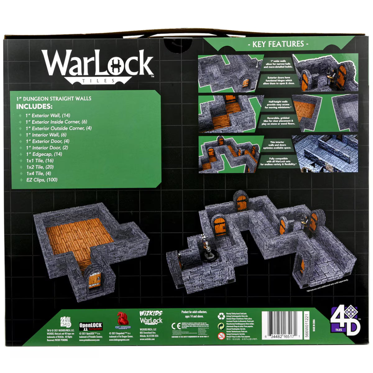 Dungeons & Dragons - WarLock Tiles Expansion Pack - Dungeon Straight Walls