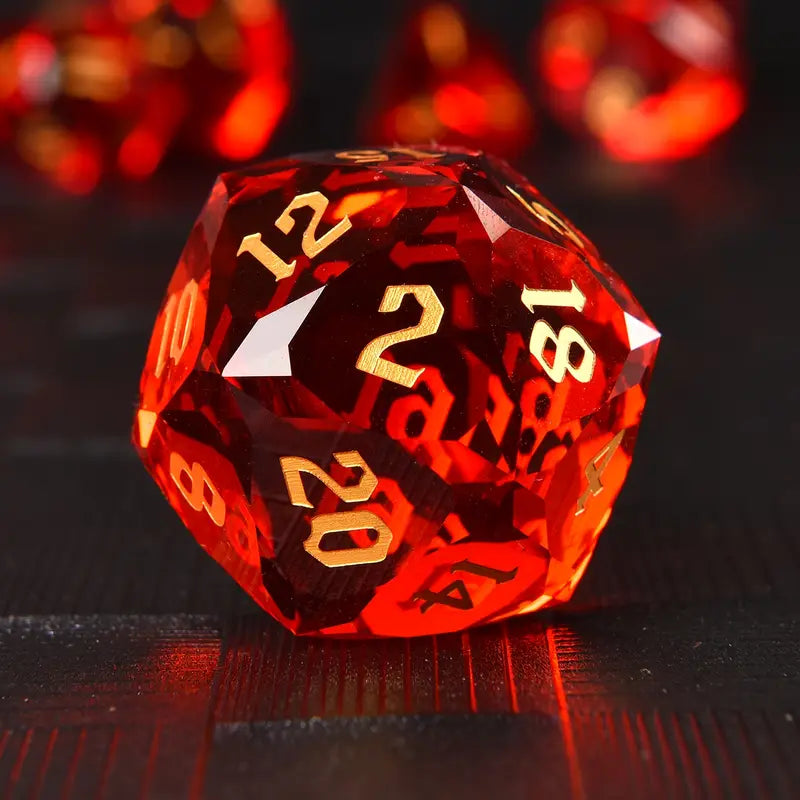 D&D -  Glass Gem Dice - Large D20 - Ruby Red